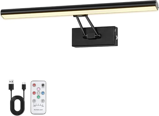 Picture Light, 16 inches Art Light, Picture Light Battery Operated,3CCT Picture Lights for Wall,Battery Operated Wall Lights,Gallery Light for Wall,Photo,Library (Matt Black)