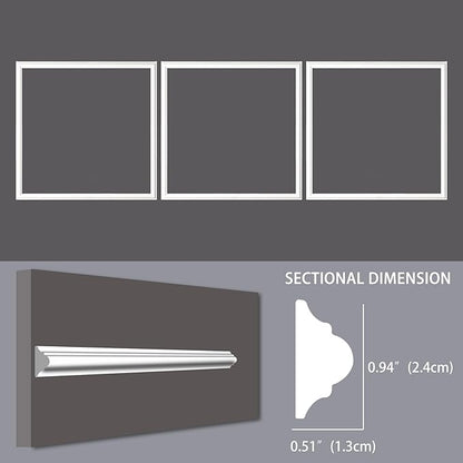 3-Frame 20" x 20" Premade Accent Wall Molding Kit, Ready-to-Assemble Wainscoting Panels, Pre-Cut Chair Rail Moulding Trim Picture Frame for Home Décor