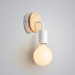 Vintage Loft Style Wooden Base Wall Lights Metal Lamp Minimalist Indoor Wall Sconces E26 Lamp Holder Lighting for Living Room Bedrooms (Bulb Sold Separately) (White)