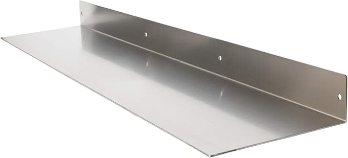 Buhbo Mitus Floating Shelf Wall Mounted (8 inch x 36 inch) Heavy Duty Industrial Modern, Brushed Stainless Steel