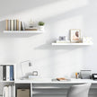 Set of 2 High Gloss White Honeycomb MDF and Metal Floating Wall Shelves with Invisible Mounting, Modern Minimalist Design for Living Room Bedroom Office Storage and Display