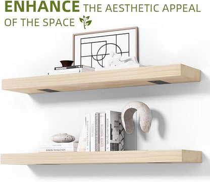 Habudda Floating Shelves, Wall Shelf, Unfinished Solid Natural Wood for DIY