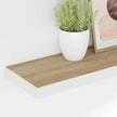 Floating Wall Shelf Oak White Honeycomb MDF Metal Medium Modern Invisible Mounting System for Books and Decor