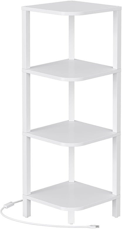 TUTOTAK Corner Shelf, 4-Tier Corner Bookshelf for Small Space, Narrow Display Corner Shelf Stand with Storage Rack, for Living Room, Bedroom, White BS08BW004L