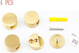 Mirror Clips, Thickened Brass Mirror Floating Glass Clip - Round Wall Mounted Mirrors Bracket/Clip -Bathroom Mirrors Supporting Sheet Mirror Fixed Fitting Gold - (4 Pcs)