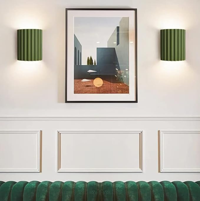 Contemporary Mini Wall Light Minimalist Half-Cylinder Desgin Green Wall Mounted Lamp Resin Plaster Wall Sconce for Living Room Bed Room Stairway Hallway