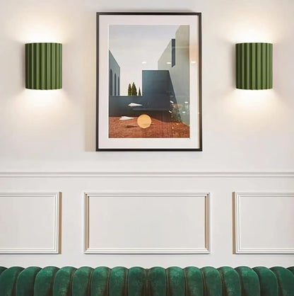Contemporary Mini Wall Light Minimalist Half-Cylinder Desgin Green Wall Mounted Lamp Resin Plaster Wall Sconce for Living Room Bed Room Stairway Hallway