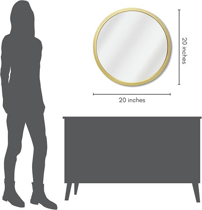 Americanflat 20" Round Mirror - Hanging Mirrors with Durable Frame - Modern Mirror for Bathroom, Bedroom, Living Room - Mirrors for Wall Display and Home Decor - Gold