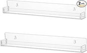 LikeU Nail Polish Rack Wall Mounted Shelf 2 Pack,Clear Acrylic Nail Polish Holder Organizer with Removable Anti-Slip End Inserts,2 Tiers Floating Polish Organizer Display 30 Bottles
