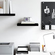 High Gloss Black Honeycomb MDF Floating Wall Shelf with Metal Brackets, 4-Piece Set for Modern Home Decor and Storage