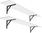 DINZI LVJ Long Wall Shelves, 47.3Inch Wall Mounted Shelves Set of 2, Extra Large Floating Storage Ledges with Sturdy Metal Brackets for Living Room, Bathroom, Bedroom, Kitchen, White