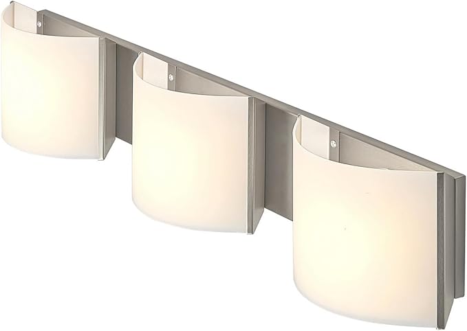 Modern LED Wall Sconce, Indoor Vanity Wall Lighting, 3-Light Bathroom Light Fixtures, Brushed Nickel for Hallway Bedroom Living Room