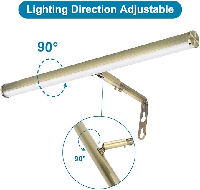 LED Picture Lights for Paintings Plug in, 16inch 6W Adjustable Art Light Gallery Wall Light for Display Art Work, Antique Brass Finish, CRI90+, 3000K Warm White