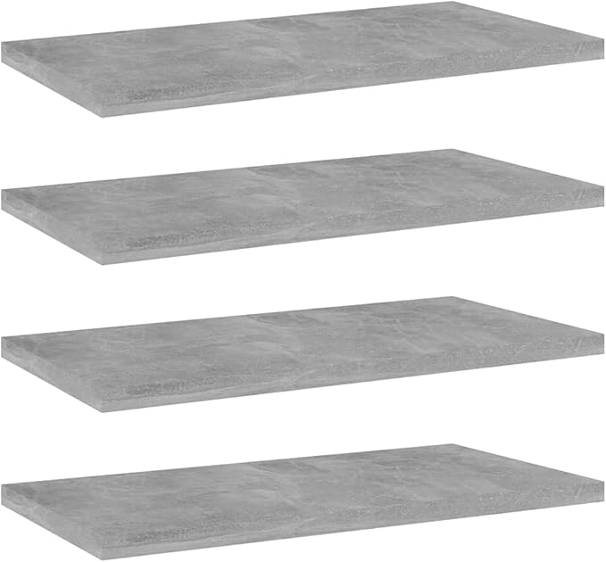 Set of 4 Wall Mounted Floating Shelves, 15.7 x 7.9 Inch Concrete Grey Engineered Wood Storage Boards for Bedroom, Living Room, and Office Decor