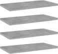 Set of 4 Wall Mounted Floating Shelves, 15.7 x 7.9 Inch Concrete Grey Engineered Wood Storage Boards for Bedroom, Living Room, and Office Decor