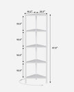 TUTOTAK Corner Shelf with LED Light, 5-Tier Corner Bookshelf for Small Space, Narrow Display Corner Shelf Stand with Storage Rack, for Living Room, Bedroom, White BS05BW005L