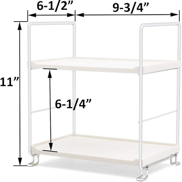 Plastic/Metal Freestanding Stackable Organizer Shelf,Bathroom Countertop Storage Shelf Cosmetic Organizer Holder Kitchen Spice Rack,2-Tier Standing Rack (Silver)