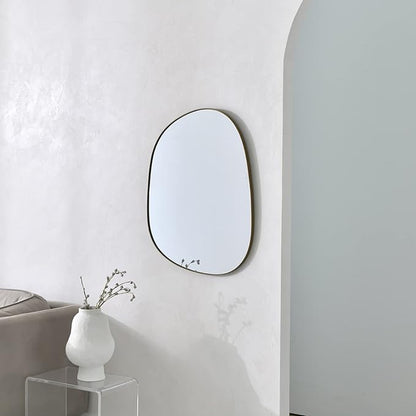 Asymmetrical Mirror for Wall Decor 27"*35", Modern Brass Framed Wall Mirror for Living Room Bathroom Bedroom Entryway ELE-STOU-0063G