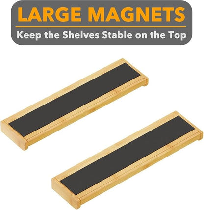 SpaceAid 30" Wide Kitchen Shelf Organizer for Stove, Magnetic Bamboo Spices Shelf for Home Stove Kitchen Storage Organization (Fit for Flat Top Only)