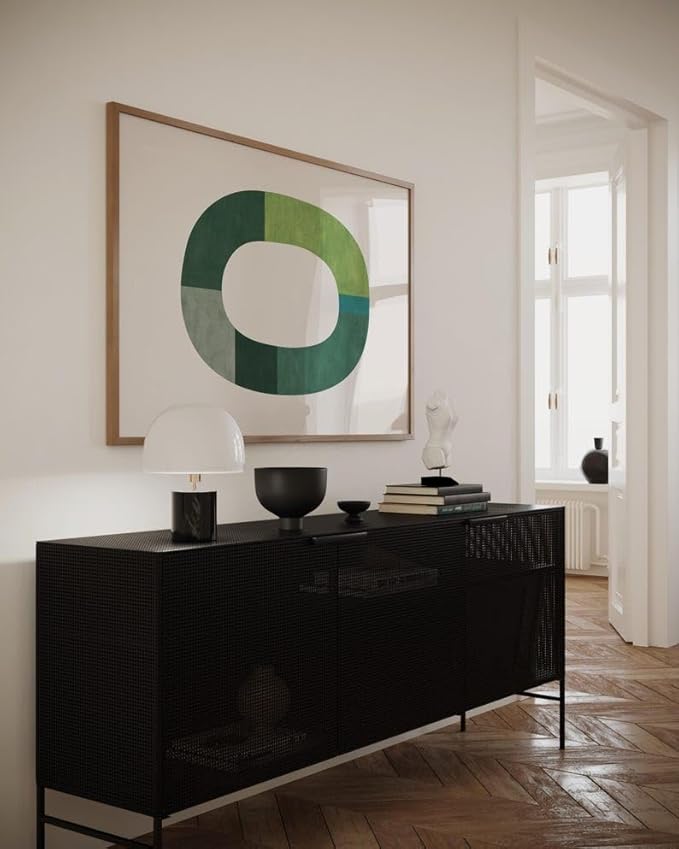 Nationcog Modern Green Mid Century Wall Art, Minimalist Geometric Poster, Contemporary Abstract Home Decor, Beige Aesthetic Artwork, Unique Gift for Home (Unframed) (20x30)