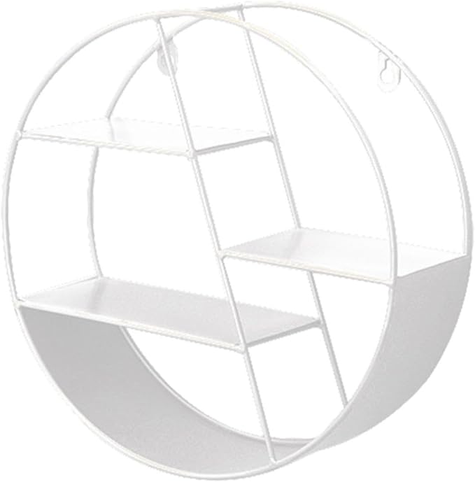 Round Wall Shelf - Circular Wall Shelf | Round Floating Shelves | Wall-Mounted Storage Rack | Floating Shelves Metal Shelf Decoration for Bedroom Living Room Bathroom Kitchen Office