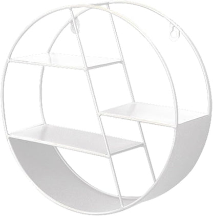 Round Wall Shelf - Circular Wall Shelf | Round Floating Shelves | Wall-Mounted Storage Rack | Floating Shelves Metal Shelf Decoration for Bedroom Living Room Bathroom Kitchen Office