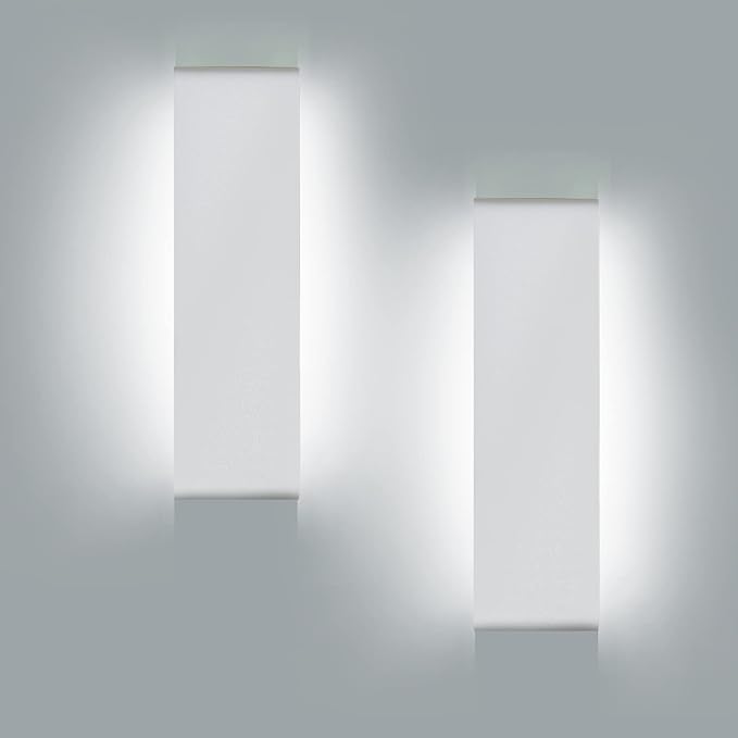 KICAAO 15.7in White Modern Wall Sconce 2-Pack,16W Indoor Vanity Light Up and Down LED Vanity Light for Bathroom Wall Lighting Fixtures Not Dimmable Not Plug (White Light 5000K)