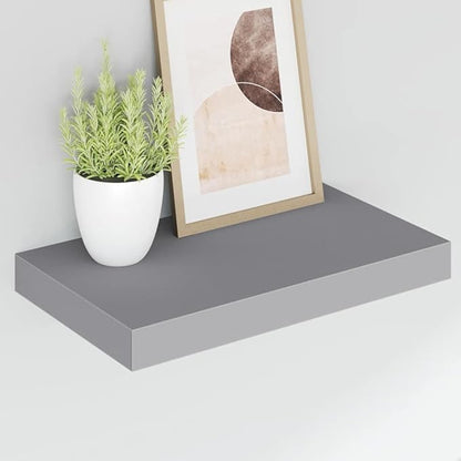 Gray Honeycomb Floating Wall Shelves Set of 4, MDF and Metal Medium Wall Shelf with Matte Finish for Living Room Bedroom Storage and Display