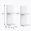 Floating Wall Shelves Set of 2, White Solid Wood Double Layer Wall Mounted Shelf, 20 x 8 x 6 Inches, Modern Storage for Bedroom, Bathroom, Kitchen, Home Decor, Plants & Cosmetics