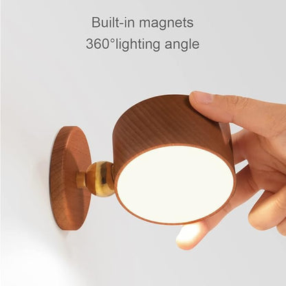Led Wall Mounted Reading Lights, Wireless Wall Sconce with USB Charging Port Rechargeable Battery 360°Rotate Magnetic Ball Dimmable Touch Control, Lamps for Study Bedside(Sapele 2 PC)