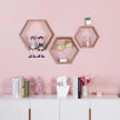 PHOENANCEE Hexagon Floating Shelves,Honeycomb Shelf,Wall Mounted Rustic Wood Octagon Hanging Storage Shelves Set of 3 for Living Room Bedroom Bathroom Office Hexagonal Decor(Carbonized Black)