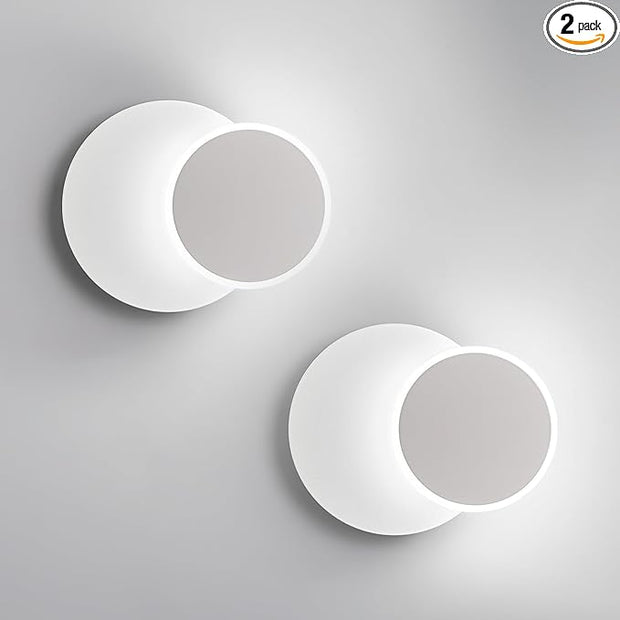 Modern LED White Wall Sconces Set of Two Acrylic Wall Lights Lighting Fixture 6000K White Light 8W Dimmable Wall Lamp Round Sconces Wall Lighting for Indoor Bedroom Bedside Hallway