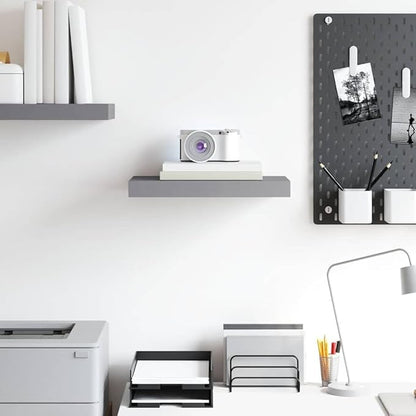 Grey Honeycomb MDF Wall Shelf with Metal Frame 15.7x9.1x1.5 in, Floating Wall Mounted Shelf for Living Room Bedroom Office, Modern Storage Display Unit, Durable and Easy