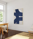 Nationcog Mid-Century Indigo Blue Beige Organic Lines Art, Modern Minimalist Wall Decor, Trendy Bold Tones Aesthetic Home Accent Design (Unframed) (24x36)