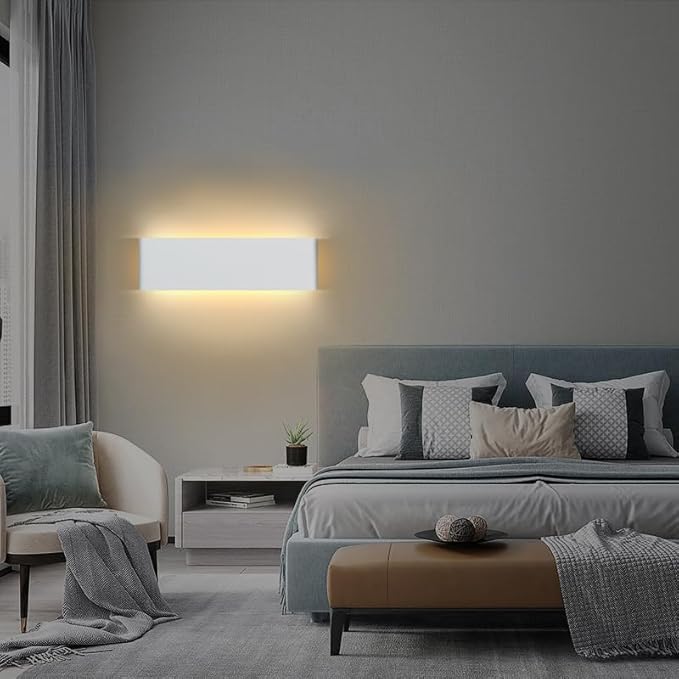 KICAAO 15.7in White Modern Wall Sconce 2-Pack,16W Indoor Vanity Light Up and Down LED Vanity Light for Bathroom Wall Lighting Fixtures Not Dimmable Not Plug (Warm Light 3000K)