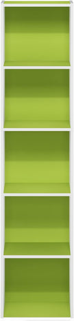 Furinno PASIR Book Shelf, 5-Tier Modern Bookshelf, Open Shelves Bookcase 9 x 12 x 52, for Living Room, Bedroom, Home Office, Green/White
