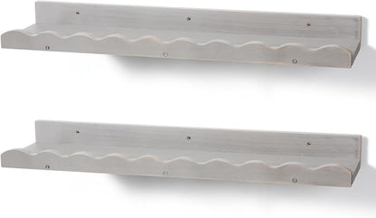 Suzile 2 Pcs Scalloped Shelves Wall Floating Shelves Set for Room, Bathroom, Bedroom, Cute Room Decor Aesthetic and Books, Toys, Photo Frames Storage(12",Gray)