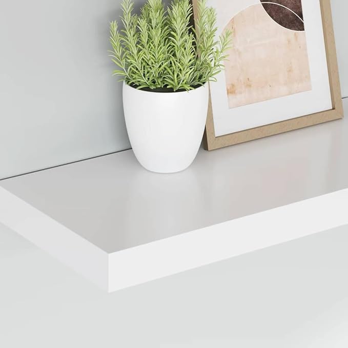White Honeycomb MDF Metal Medium Floating Wall Shelves Set of 4, Modern Minimalist Display Storage for Books and Decor, Easy Installation with Hardware, Durable Space-Saving