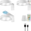 3 Pack Picture Lights for Wall Battery Operated, Motion Sensor Picture Light with Charging Base, Poster Lights with Remote Dimmable and Timer, Wall Lamps with 13 RGB for Art Display(White)