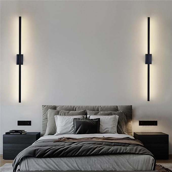 Black Linear Wall Sconce Minimalist Hardwired Indoor Wall Light Fixture for Hallway Living Room Bedroom Modern Decorative Lighting(Black,100cm)