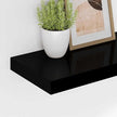 Modern Floating Wall Shelf Set of 2 High Gloss Black Honeycomb MDF with Metal Mounting System for Living Room Office Bedroom Storage Display