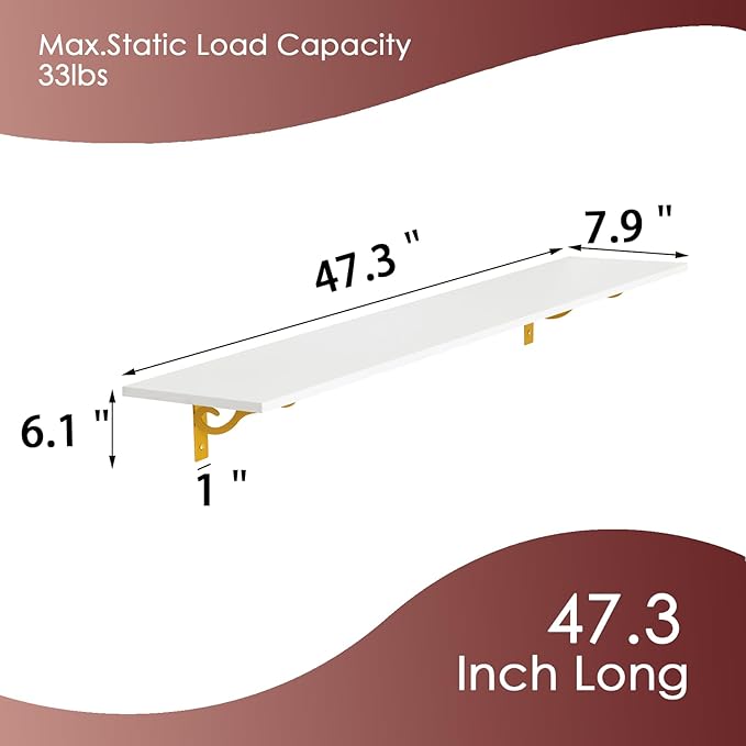 DINZI LVJ Long Wall Shelves, Set of 4, 47.3