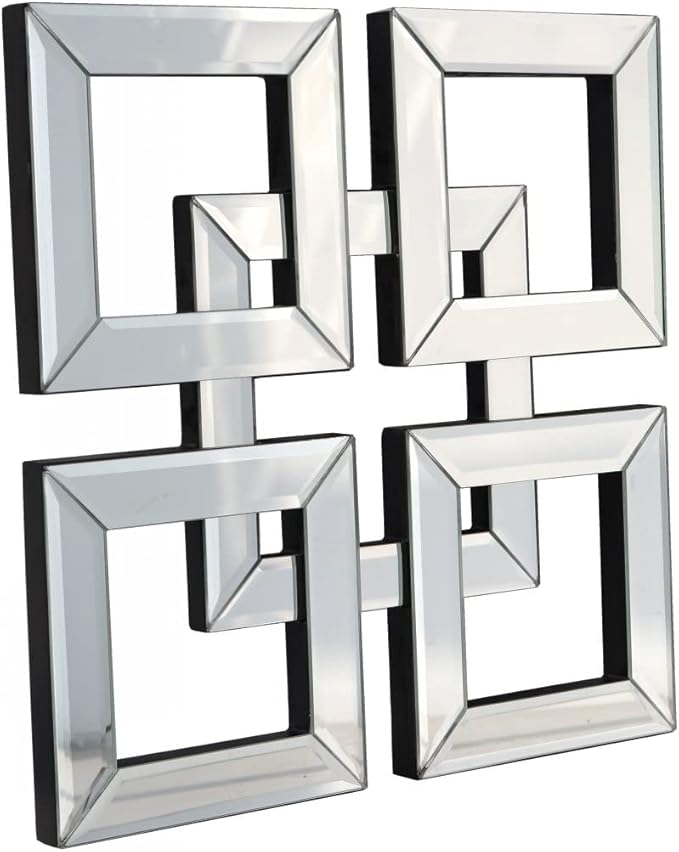 Square Mirrored Wall Decor Decorative Mirror 12x12 inches Modern Fashion DIY Silver Wall-Mounted Mirrors