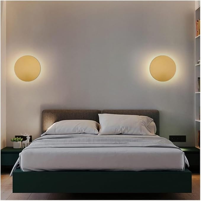 Modern Nordic Round LED Wall Light Black Metal 3000K Warm Light Gold Glow Wall Mounted Lamp for Bedroom Living Room Hallway Stairway Minimalist Ambient Wall Sconce(Gold,16"/40cm)
