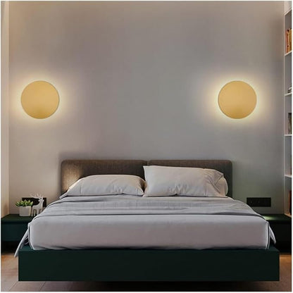 Modern Nordic Round LED Wall Light Black Metal 3000K Warm Light Gold Glow Wall Mounted Lamp for Bedroom Living Room Hallway Stairway Minimalist Ambient Wall Sconce(Gold,16"/40cm)