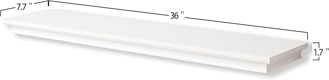 AHDECOR White Floating Shelves Wall Mounted, Deeper Wall Storage Shelf for Home Décor, Super Sturdy, Easy to Install, 36” Wide, 7.75” Deep