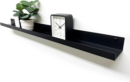 Mitus Floating Display Shelf - Wall Mounted - Modern Industrial Metal Channel Ledge Black, 36 inch
