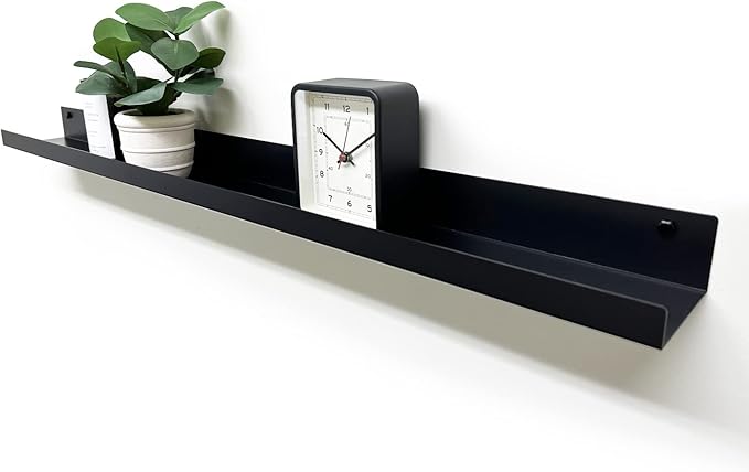 Mitus Floating Display Shelf - Wall Mounted - Modern Industrial Metal Channel Ledge Black, 36 inch