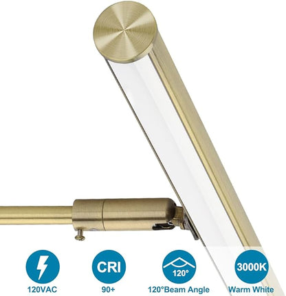 LED Picture Lights for Paintings Plug in, 14 Inch 4W Adjustable Art Light Gallery Wall Light for Display Art Work, Antique Brass Finish, CRI90+, 3000K Warm White, ETL Listed