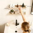 Oak Floating Shelves with Raised Lip, Wooden Wall Shelves for Bedroom Living Room Kitchen, Modern Bathroom Shelves for Wall, Decor Floating Shelves for Storage Display (Set of 2, 15.7 Inch)